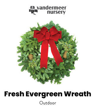 Outdoor Decor - Fresh Evergreen Wreath (with red bow)